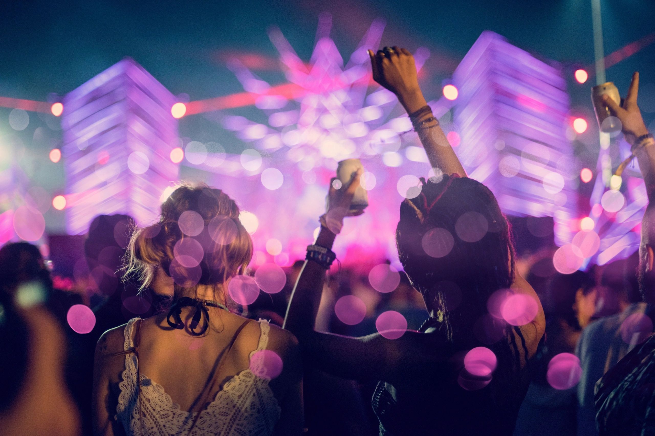 People Enjoying Live Music Concert Festival